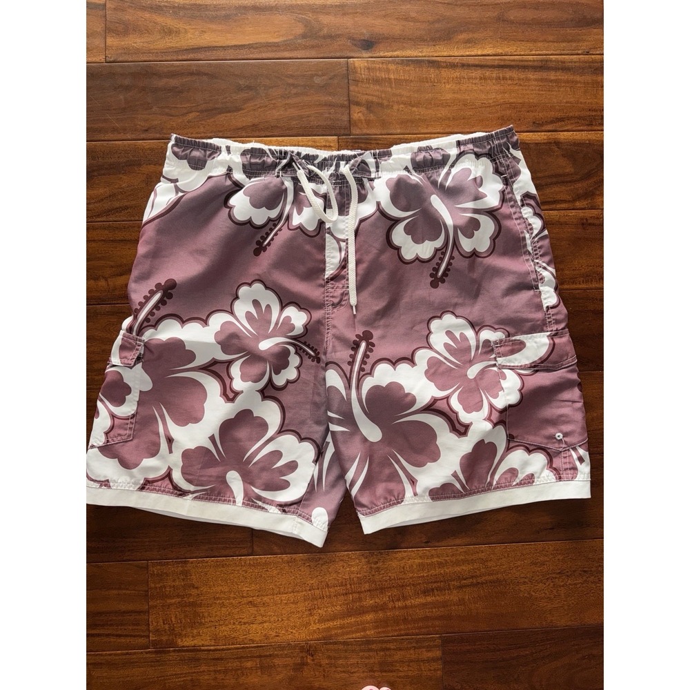 Sandole Men Hawaiian Hibiscus Floral Board Shorts Swim Trunks Size L